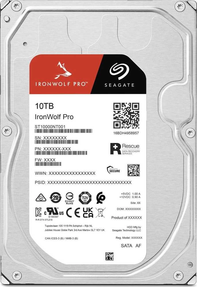 „SEAGATE Ironwolf PRO Enterprise NAS HDD 10TB 7200rpm 6Gb/s SATA 256MB cache 8.9cm 3.5inch 24x7“ skirtas NAS ir RAID Rackmount sistemoms, juodos spalvos
