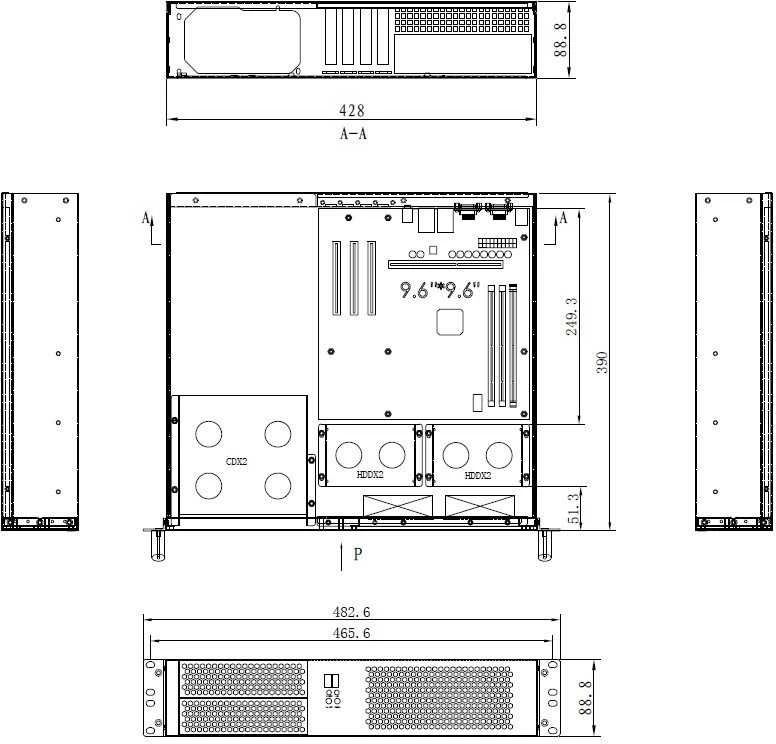 NETRACK NP5107 Netrack serverio dėklas mini-ITX/microATX, 482*88,8*390mm, 2U, stelažas 19