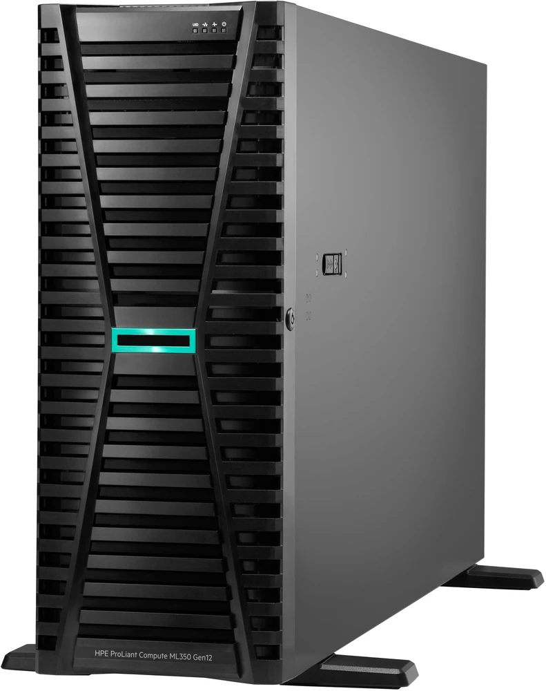 Serveris Hewlett Packard (HP) HPE ProLiant ML350 Gen12 Intel Xeon 6505P 12 branduolių (2,20 GHz, 48 MB), 64 GB, 2 x 960 GB SSD, 8 x SFF, 2 x 1000 W