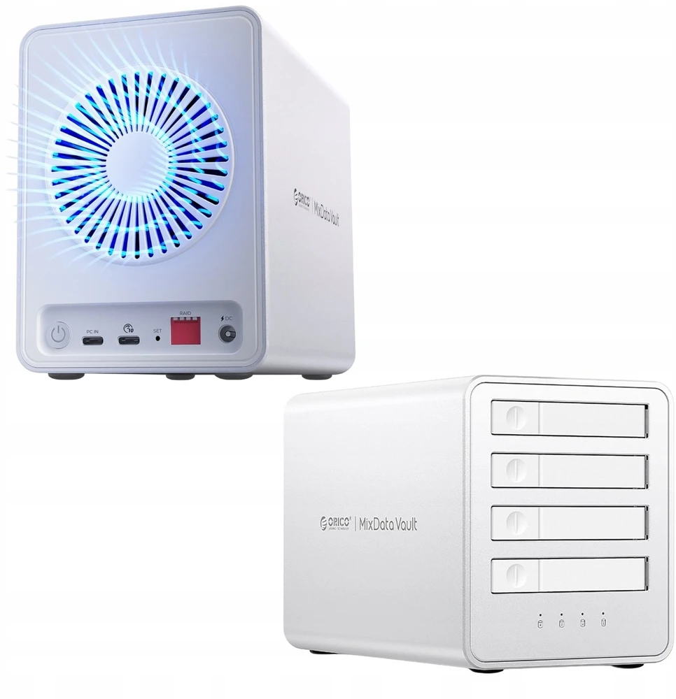 Orico 8848RC3 DAS serijos 4 skyrių 2,5" HDD/SSD/M.2 SATA/mSATA diskų masyvas – Baltas
