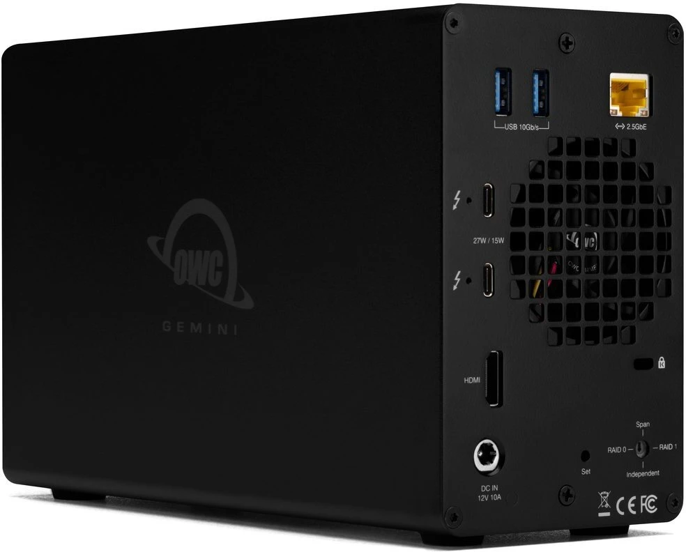 Serveris Diskų masyvas OWC Gemini Thunderbolt doko ir dviejų diskų RAID išorinė saugykla su 3,5" SATA HDD (2TB x 2) 4TB (OWCTB3GM000H04)