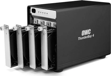 Serveris OWC ThunderBay 4 keturių skyrių išorinis diskų korpusas su dviem Thunderbolt prievadais – be SoftRAID
