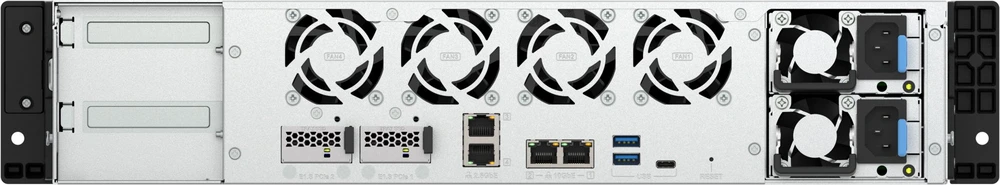 Serveris Macierz dyskowa Qnap NAS System 8+2-Bay NVME SSD SATA NAS redundantny maitinimo šaltinis (TS-h1073BXeU-RP-8G)