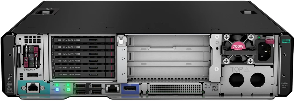 HP HPE ProLiant DL145 Gen11 serveris 8124P 2,45 GHz 16 branduolių 1P 2x32GB-R 2SFF NS204i-u 2x1000W maitinimo šaltinis EMEA serveris 0 GB Rack (2U) AMD EPYC 2,45 GHz 64 GB DDR5-SDRAM 1000 W