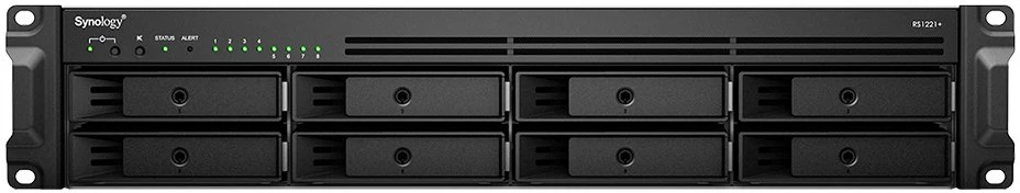 Synology RackStation RS1221+ NAS Rack serveris (2U) Ryzen Embedded V1500B 4 GB DDR4 0 TB DiskStation Manager juodas
