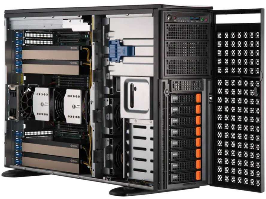 „SuperMicro“ serveris „Supermicro Barebone“ GPU „SuperServer 4U“ dviejų lizdų 4677 SYS-741GE-TNRT