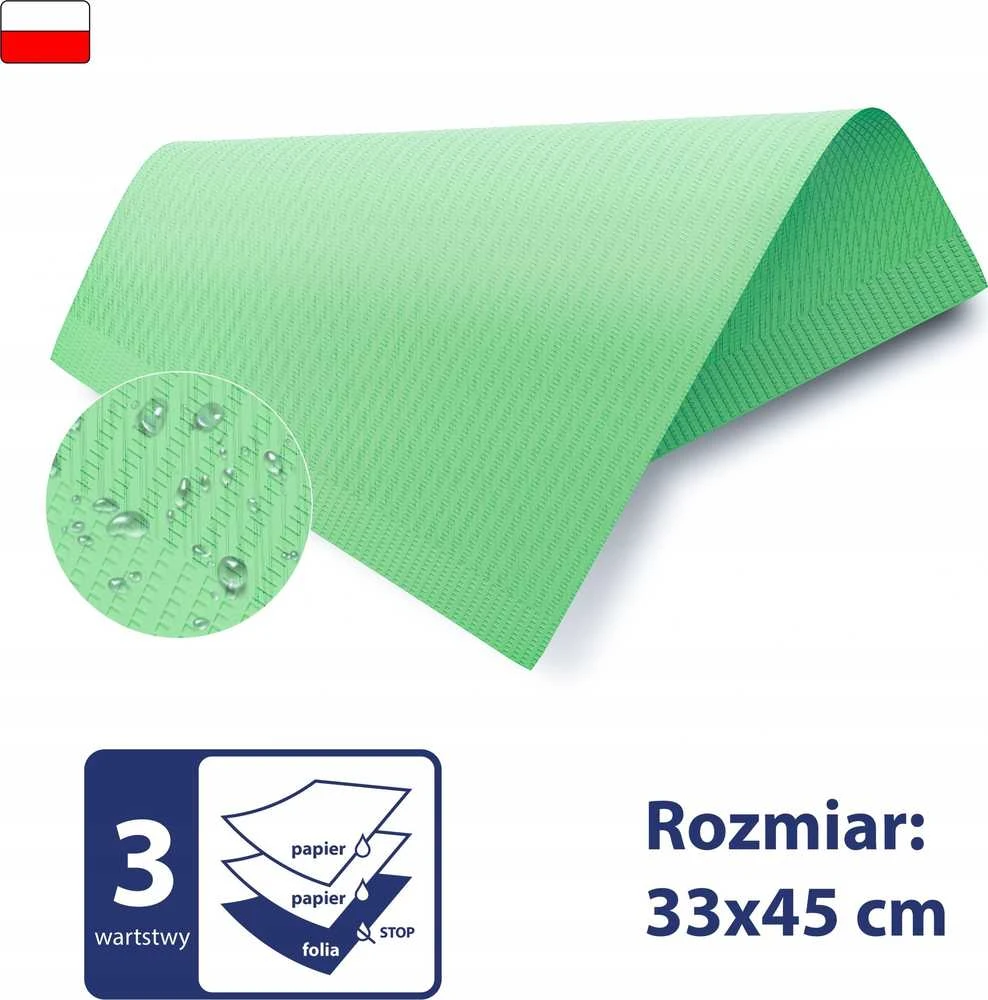 Servetėlės higieniniai įklotai su folijos pamušalu, vandeniui atsparūs, 3 sluoksniai, 500 vnt., 8 % poliesterio