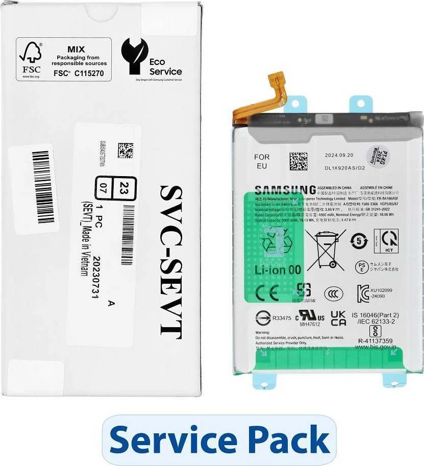 „ServicePack Bateria GH82-36145A“ arba „SAMSUNG A16 A166B“.