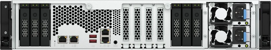 Serveris Qnap TS-h3077AFU-R5-32G, 2U, 30 x 2,5" SATA, AMD Ryzen Pro 7645 6/12, 32 GB UDIMM DDR5 ne ECC (maks. 128 GB), 2 x 2,5 GbSU + 2 b5WE, 10