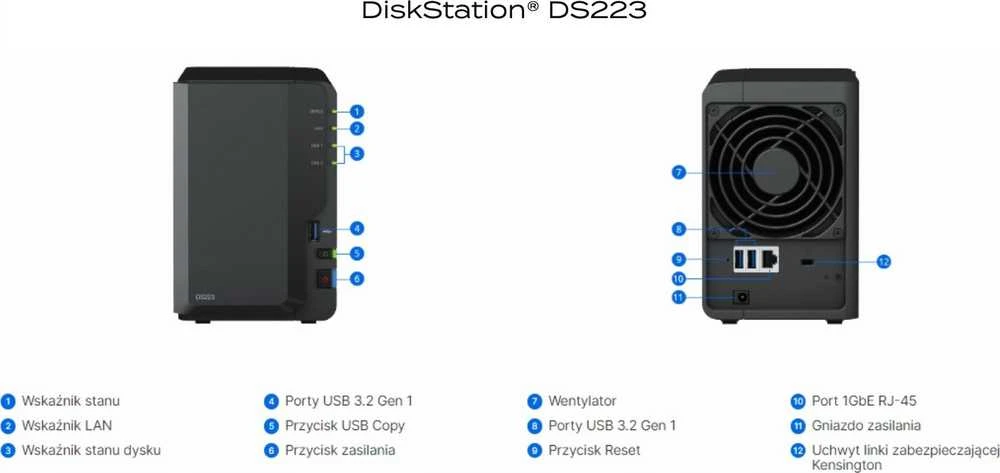 Serveris Synology DS223 + 2x HAT3300-4T (2x 4TB)