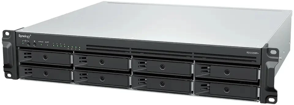 SYNOLOGY 8 dėkliukų 2U AMD Ryzen Embedded V1500B 4GB DDR4 stelažo NAS serveris su dviem maitinimo šaltiniais ir išplėtimo galimybe