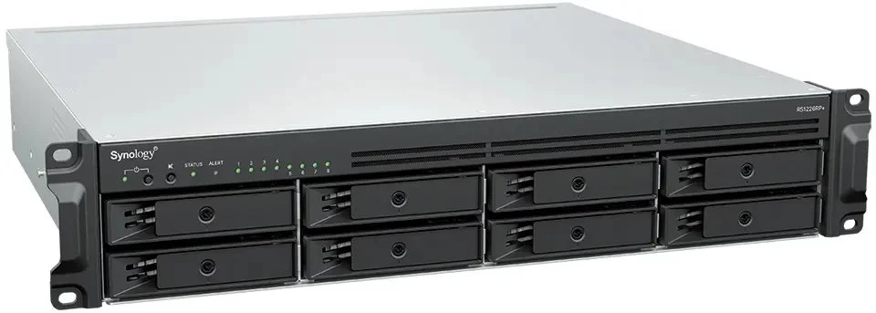 SYNOLOGY 8 dėkliukų 2U AMD Ryzen Embedded V1500B 4GB DDR4 stelažo NAS serveris su dviem maitinimo šaltiniais ir išplėtimo galimybe