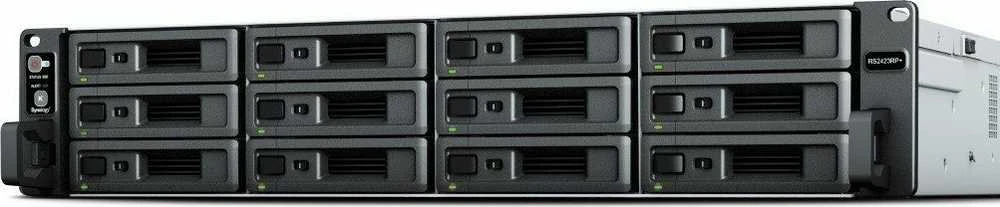Serveris Synology Sinologija | RackStation | RS2423RP+ (perteklinė galia) 12 skyrių | AMD Ryzen | V1780B | Procesoriaus dažnis 3,6 GHz | 8 GB | DDR4