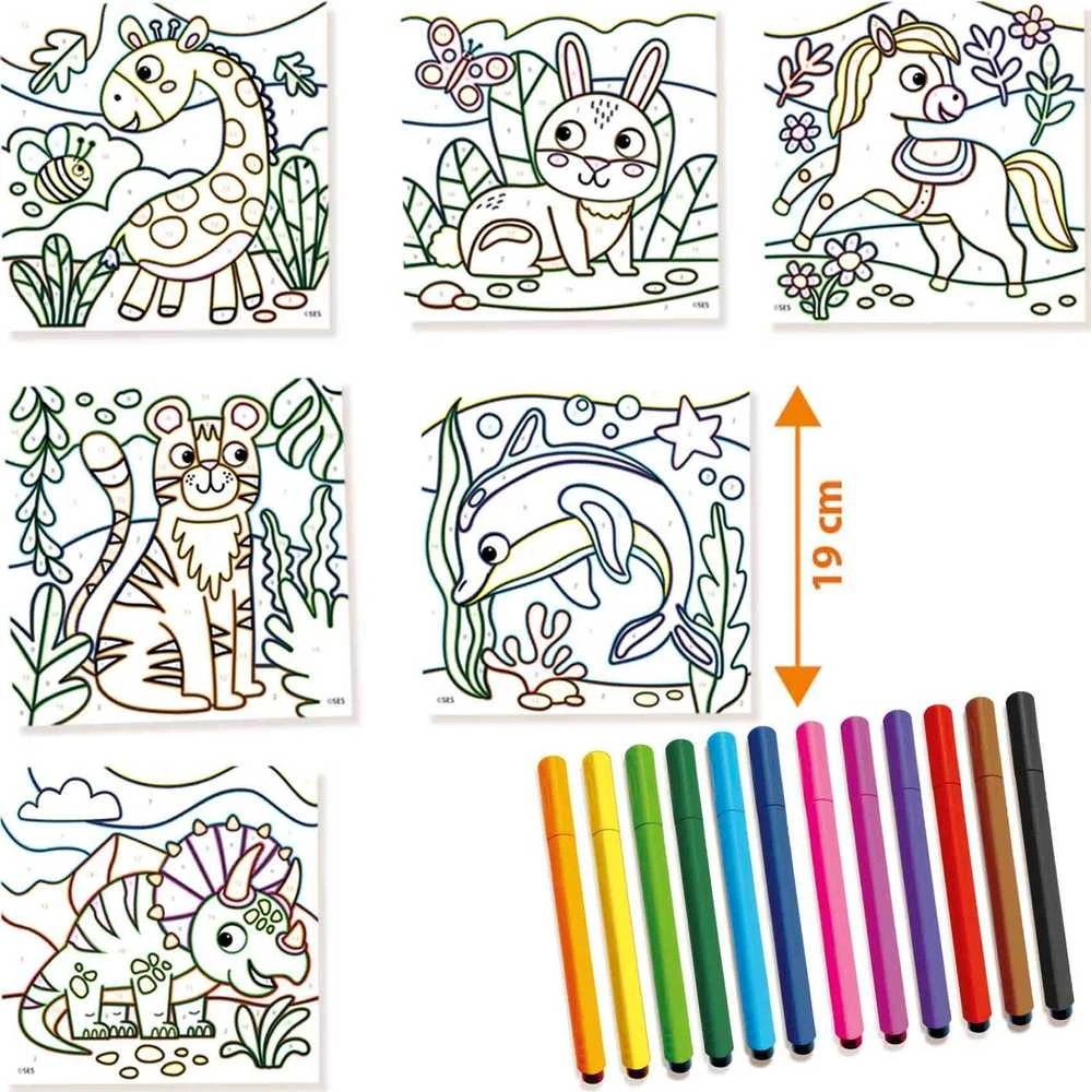 SES Creative - Spalvink skaičiais - Trikampiai rašikliai - (S14690)
