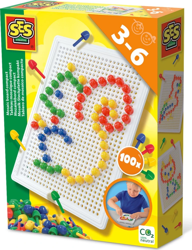 SES Creative - Mozaikinės lentos su kaiščiais, 100 vnt. - (S14046)