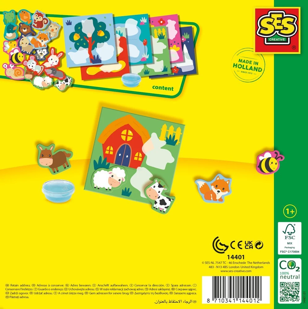 Ses_Creative Kūrybos rinkinys SES Creative Sticking Animals 14401