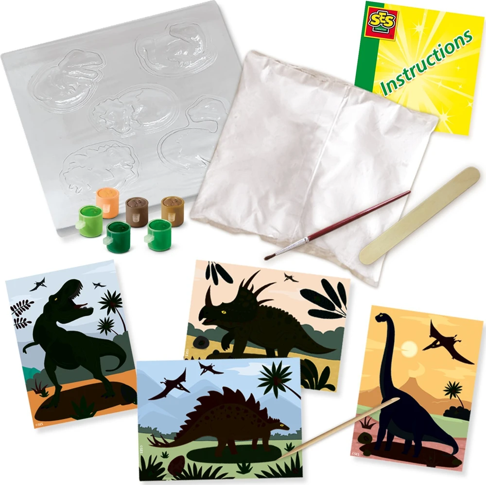 SES Creative – liejimas ir tapyba – dinozaurai 2 viename su nutrinamomis kortelėmis – (S01408)