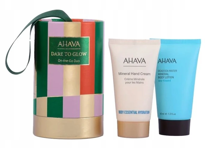 AHAVA DARE TO GLOW ON THE GO DUO Dovanų rinkinys (kūno losjonas 40 ml + rankų kremas 40 ml)