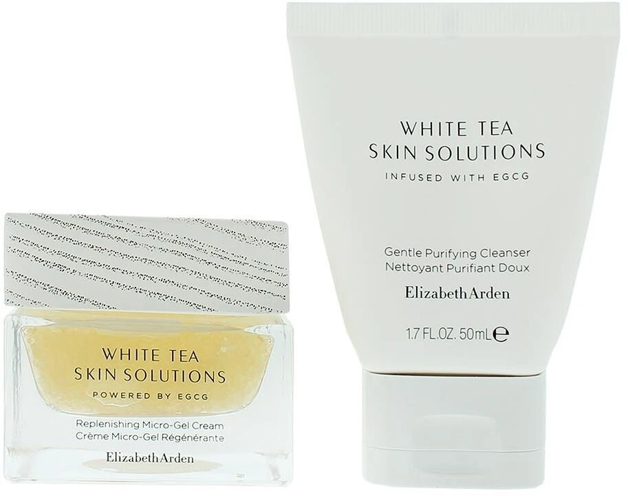 Setas Elizabeth Arden: Baltas Tea Skin Solutions valomasis kremas, 50 ml + Baltas Tea Skin Solutions jauninamasis gelis-kremas veidui, 50 ml