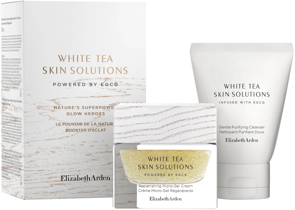 Setas Elizabeth Arden: Baltas Tea Skin Solutions valomasis kremas, 50 ml + Baltas Tea Skin Solutions jauninamasis gelis-kremas veidui, 50 ml