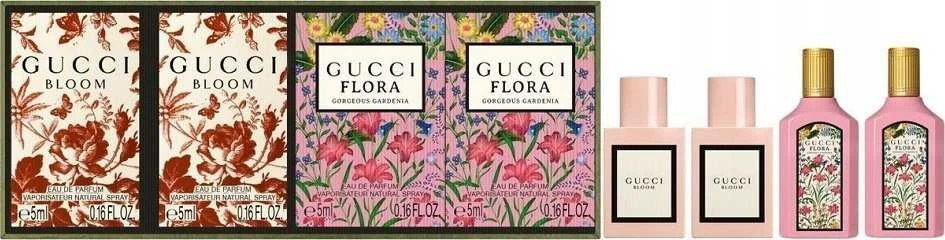 Gucci kvepalų miniatiūrų rinkinys (Gucci Bloom EDP, 2 x 5 ml + Gucci Flora Gorgeous Gardenia, 2 x 5 ml)