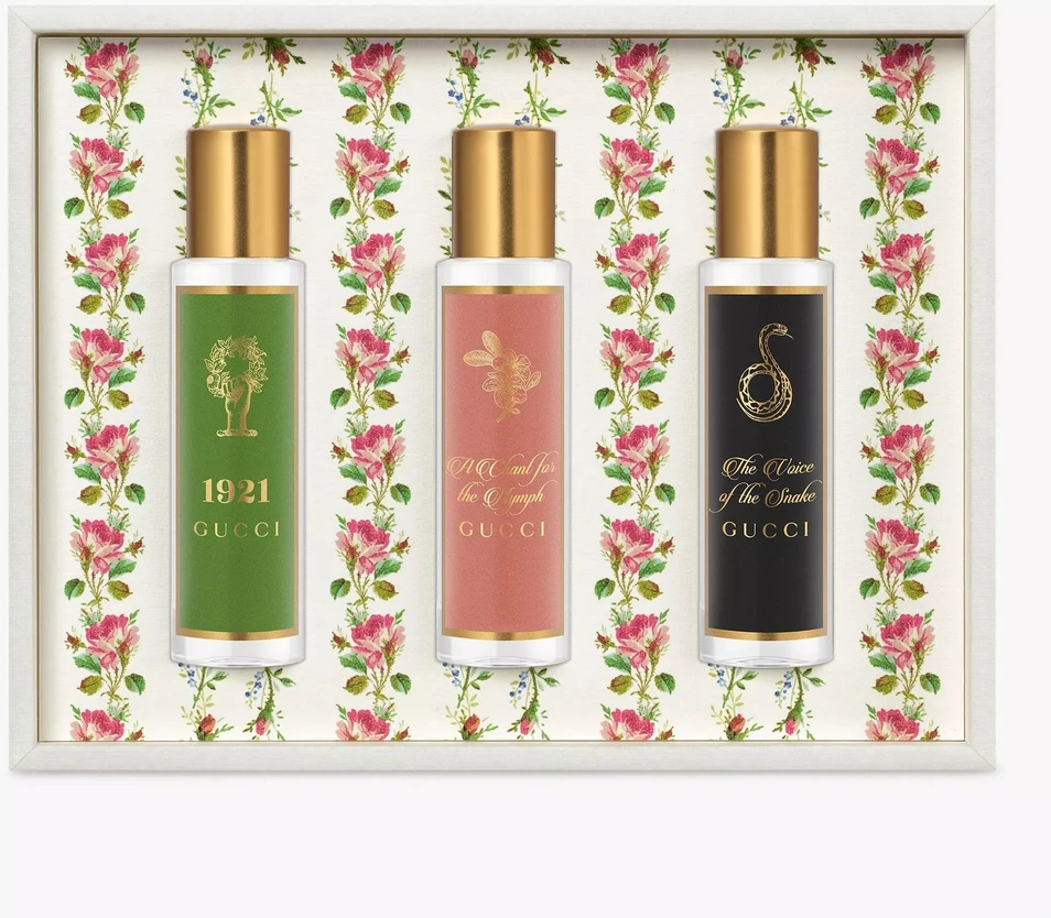 Rinkinys Gucci: The Alchemist's Garden - The Voice Of The Snake Eau De Parfum moterims, 15 ml + The Alchemist's Garden - 1921 Eau De Parfum moterims, 15 ml + The Alchemist's Garden - A Chant for the Nimfa Eau De Parfum moterims, 15 ml