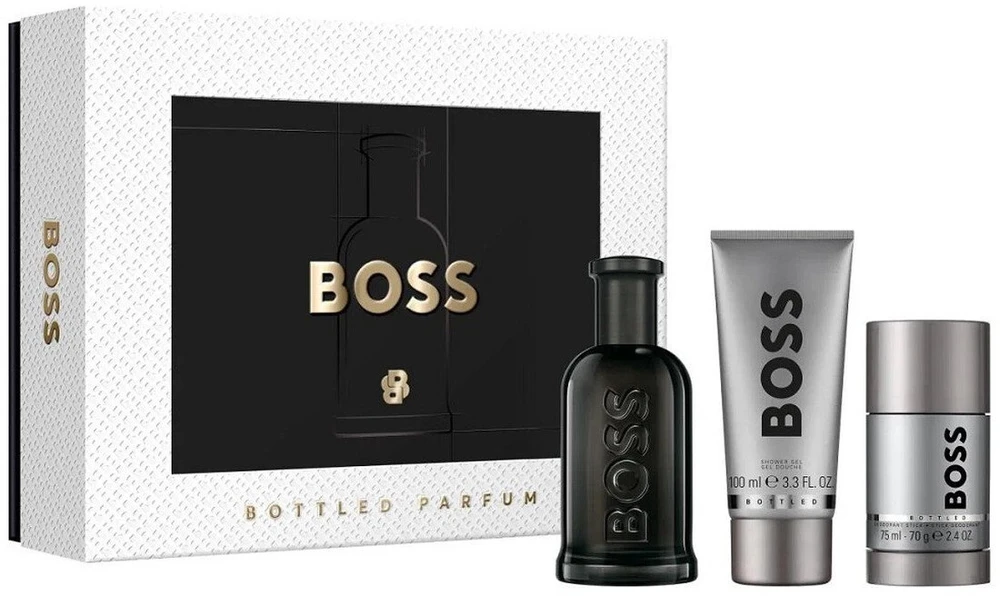 Hugo Boss „Boss Bottled“ rinkinys: kvepalų purškiklis 100 ml + dušo želė 100 ml + dezodorantas-stiklas 75 ml