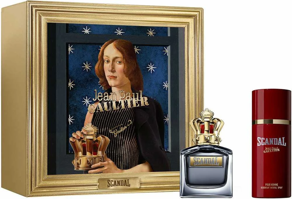 Set Jean Paul Gaultier: Scandal, Eau De Toilette, For Men, 100 ml + Scandal, Dezodorantas Purškiklis, For Men, 150 ml
