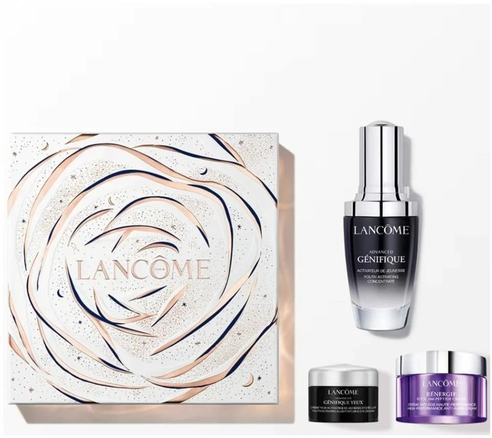 Set Lancome: Advanced Genifique Anti-Aging Serum For Face, 30 ml + Rénergie HPN 300-Peptide Anti-Aging Kreminis For Face, 15 ml + Advanced Genifique Hydration Paakių kremas, 5 ml