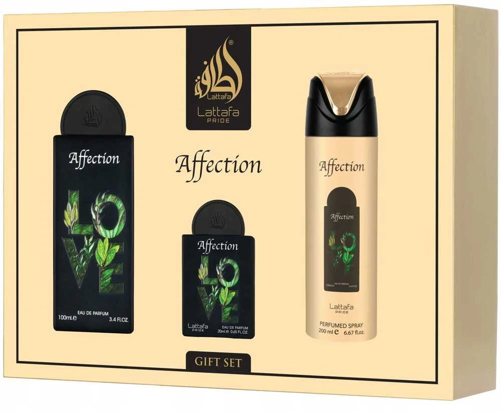 Lattafa Pride Affection EDP rinkinys unisex (EDP 100 ml + EDP 20 ml + Dezodorantas 200 ml)