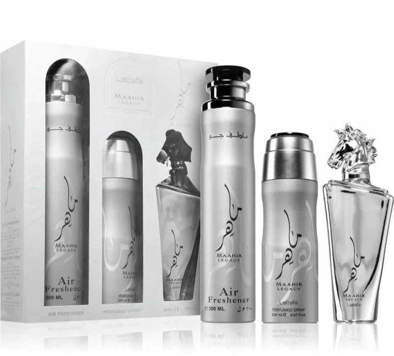 Lattafa Maahir Legacy Set EDP 100 Air Freshener, 300 ml Perfum Purškiklis, 200 ml