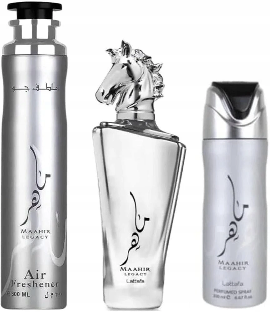 Lattafa Maahir Legacy Set EDP 100 Air Freshener, 300 ml Perfum Purškiklis, 200 ml