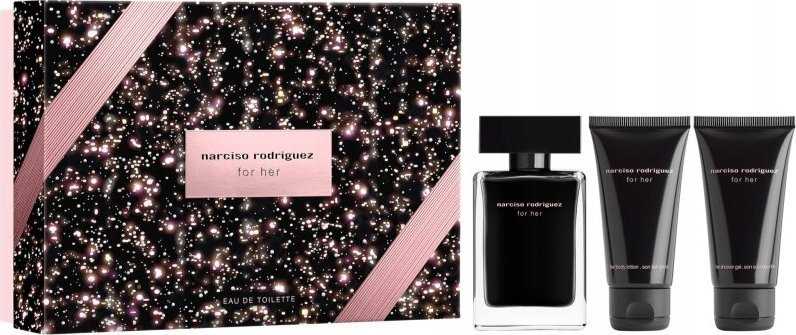 Set Narciso Rodriguez: For Her, Eau De Toilette, For Women, 50 ml + For Her, Hydrating, Losjonas kūnui, 50 ml + For Her, Cleansing,