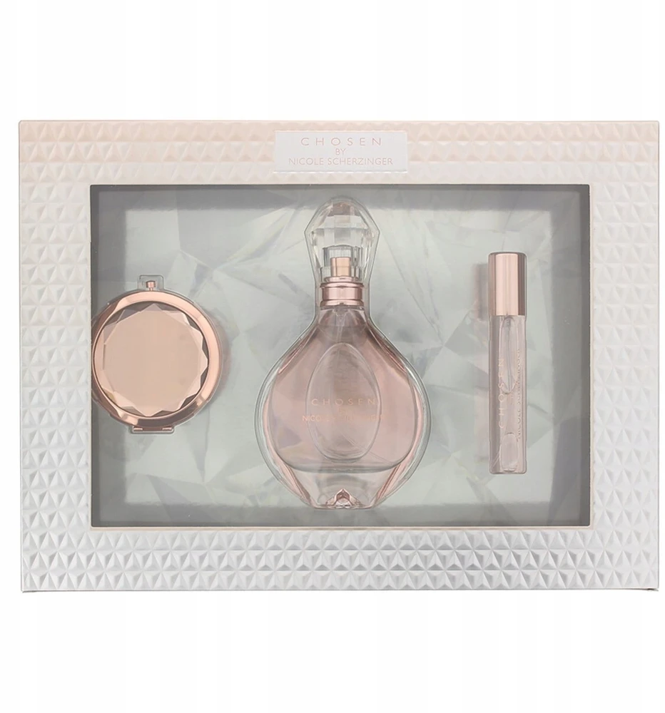 Nicole Scherzinger Set Nicole Scherzinger: Chosen, Eau De Parfum, For Women, 100 ml + Chosen, Eau De Parfum, For Women, 15 ml + Compact Mirror, Golden For Women