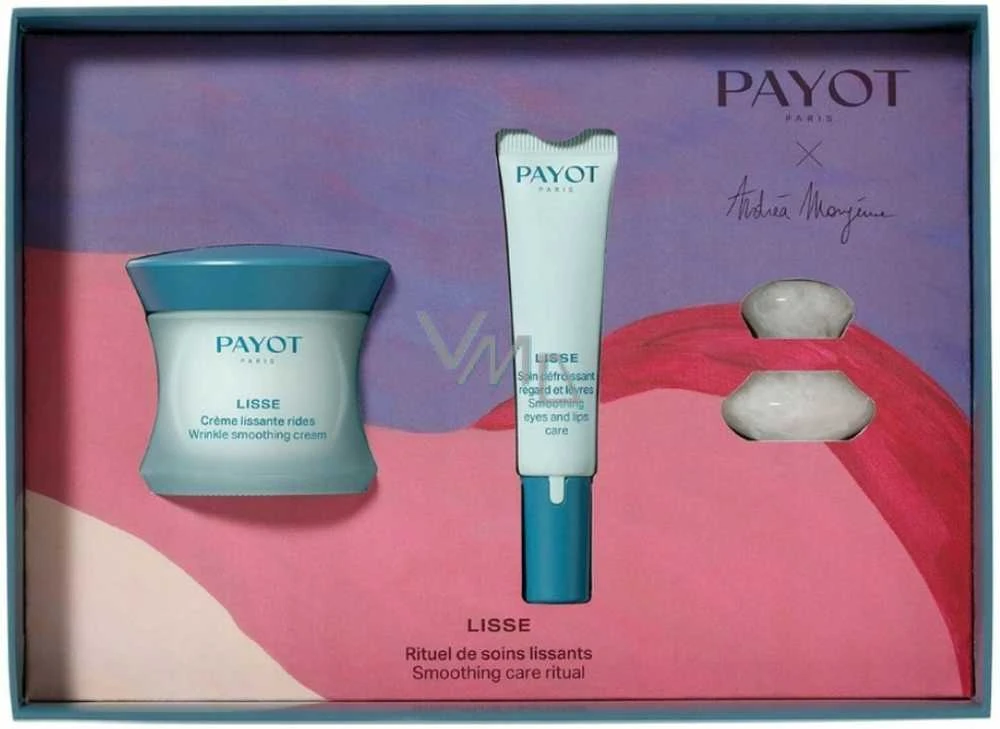 Set Payot: Lisse Natural Ingredients Anti-Wrinkle Day Kreminis For Face, 50 ml + Lisse Smoothing Paakių kremas, 15 ml + Gua Sha Baltas Lifting Face Massage Stone