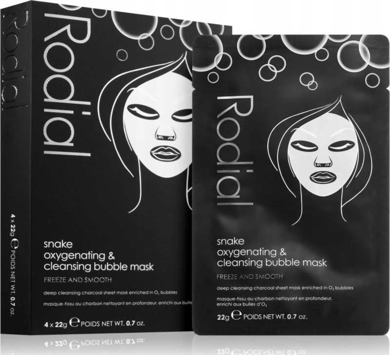 Rodial Snake Bubble Mask Set deguonies suteikiančių ir valančių burbulinių lakštinių veido kaukių rinkinys, 4 x 22 g