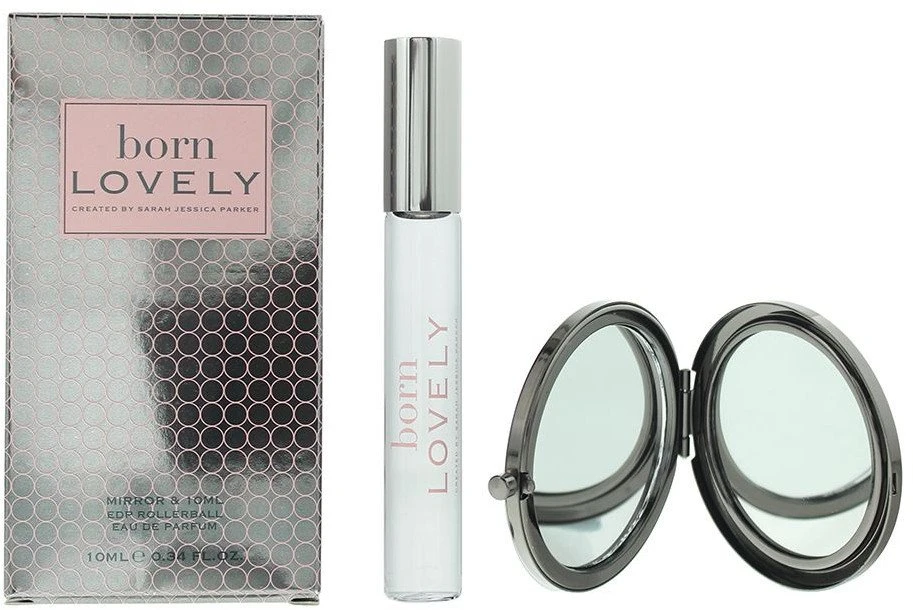 Rinkinys Sarah Jessica Parker: Born Lovely Eau De Parfum moterims, 10 ml *Miniatiūrinis + kompaktiškas veidrodėlis
