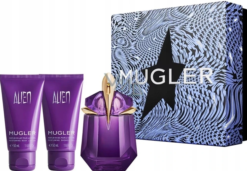Set Thierry Mugler: Alien Eau De Parfum For Women, 30 ml + Alien Dušo želė All Skin Types, 50 ml + Alien Hydrating Losjonas kūnui, 50 ml