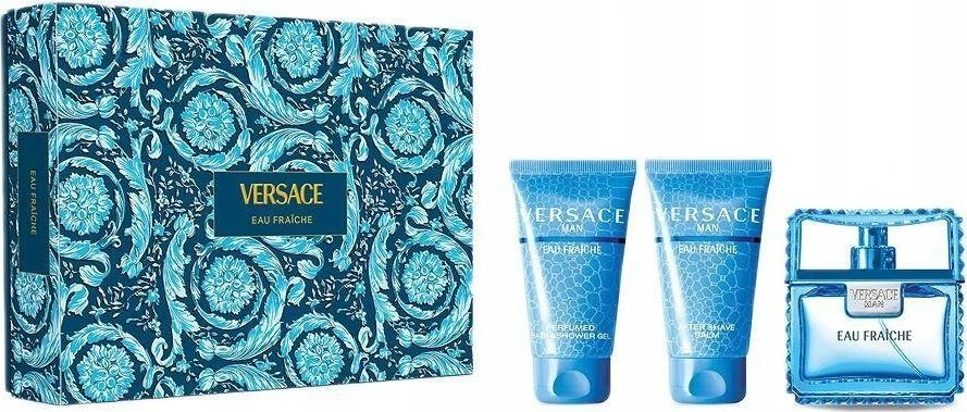Versace Man Eau Fraiche rinkinys vyrams (EDT, 50 ml + dušo želė, 50 ml+ balzamas po skutimosi, 50 ml)