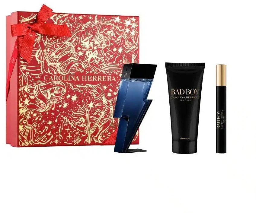 Versace Carolina Herrera Bad Boy rinkinys tualetinio vandens purškiklis 50 ml + tualetinis vandens purškiklis 10 ml + dušo želė 100 ml