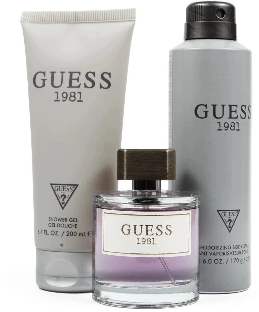 Guess 1981 m. vyriškas rinkinys tualetinis vanduo (100 ml) + dušo želė (200 ml) + dezodorantas (226 ml)