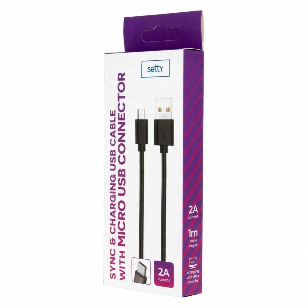 Setty laidas USB - microUSB 1,0 m 2A juodas R