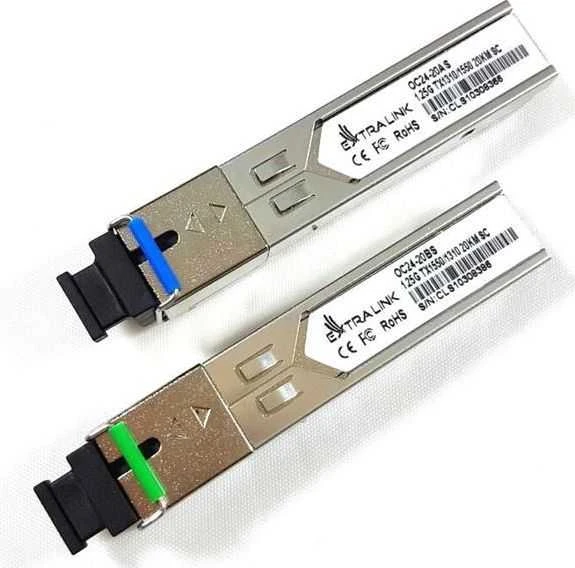 Šakotuvas „Extralink SFP 1.25G“ | Modulis SFP WDM | 1,25 Gbps, 1310/1550 nm, vienmodis, 20 km, SC, DOM, para