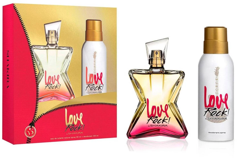 Set Shakira: Love Rock Eau De Toilette For Women, 80 ml + Love Rock Floral Dezodorantas Purškiklis Unisex, 150 ml