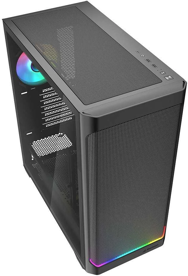 „Sharkoon AK4W RGB“ juostelė, bokšto formos korpusas - juodas, grūdintas stiklas