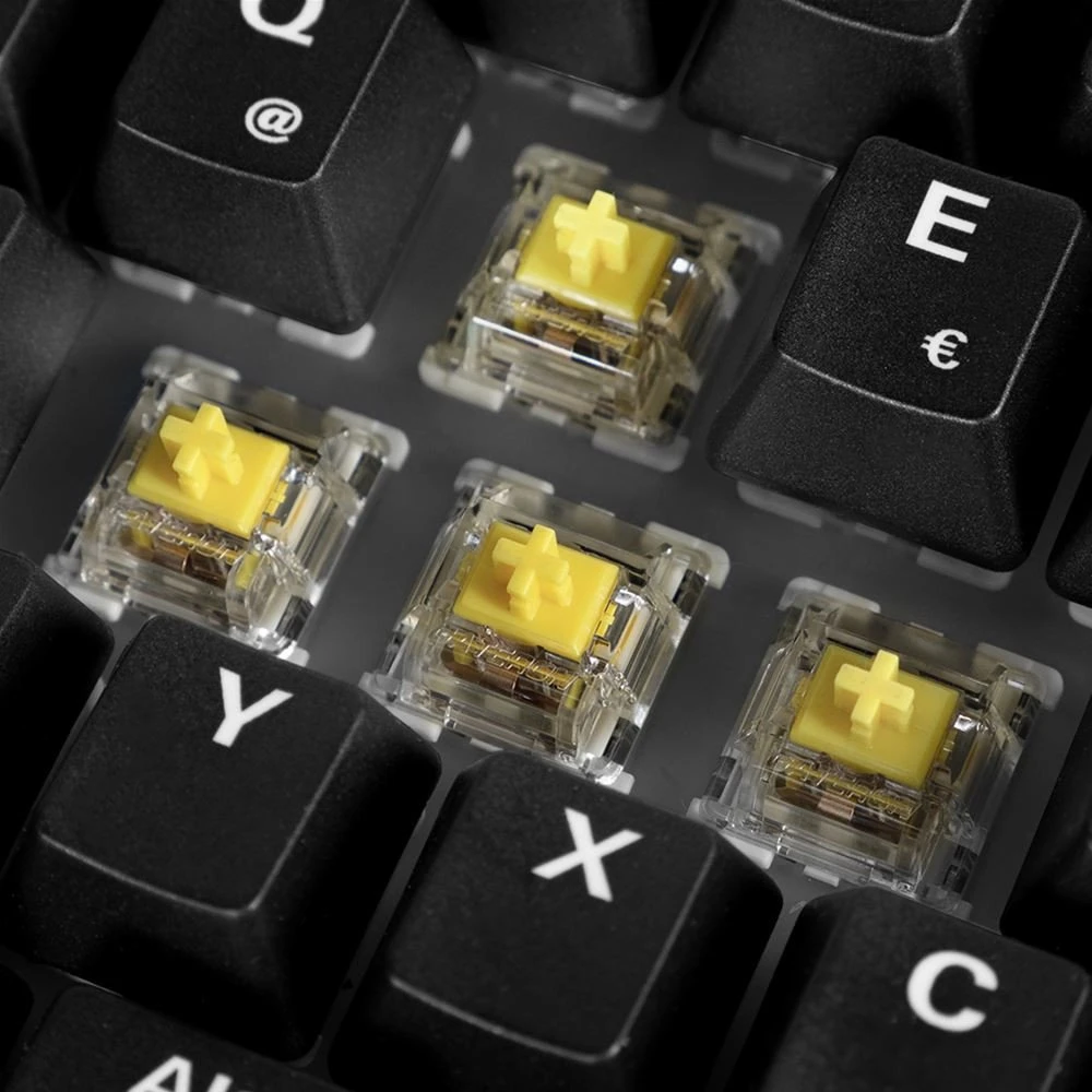 Sharkoon SKILLER SGK50 S2 Wood PBT, Gaming-klaviatūra - holz/juodas, DE-išdėstymas, Gateron G Pro 3.0 Geltona