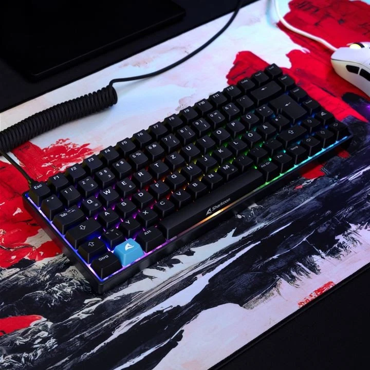 Sharkoon SKILLER SGK50 S3 PBT, Gaming-klaviatūra - juodas, DE-išdėstymas, Gateron G Pro 3.0 Geltona