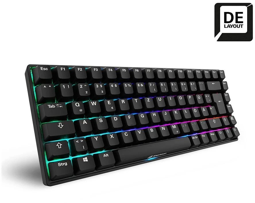 Sharkoon SKILLER SGK50 S3 PBT, Gaming-klaviatūra - juodas, DE-išdėstymas, Gateron G Pro 3.0 Geltona