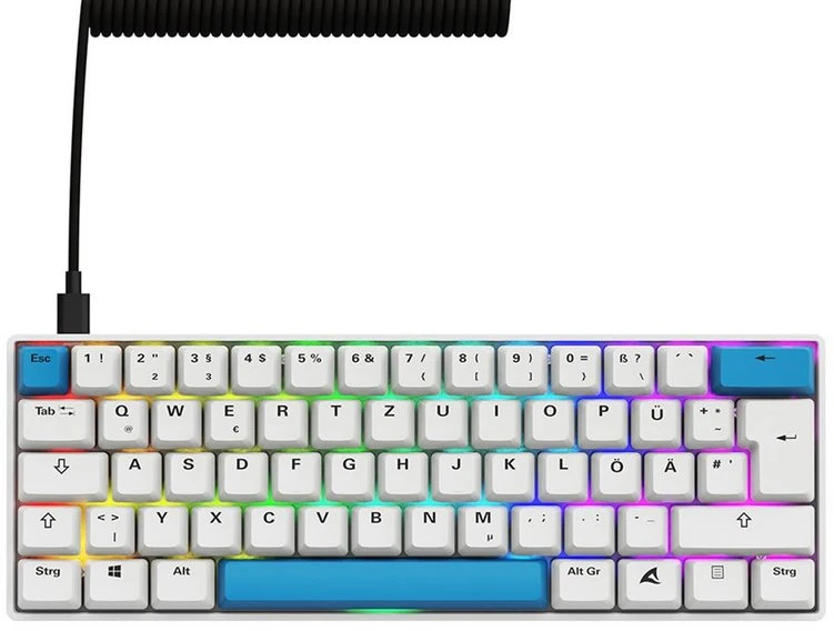 Sharkoon SKILLER SGK50 S4 Gen2 PBT, Gaming-klaviatūra - baltas, DE-išdėstymas, Gateron G Pro 3.0 Geltona