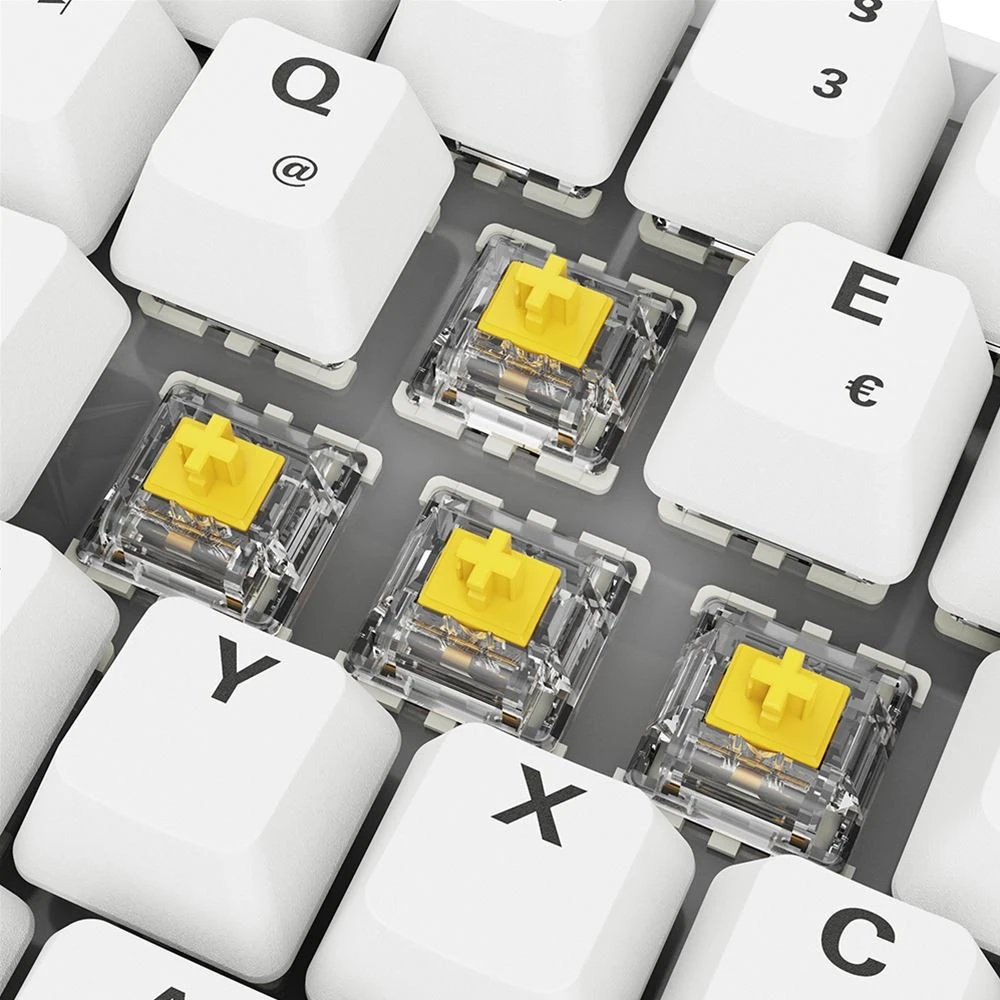 Sharkoon SKILLER SGK50 S4 Gen2 PBT, Gaming-klaviatūra - baltas, DE-išdėstymas, Gateron G Pro 3.0 Geltona